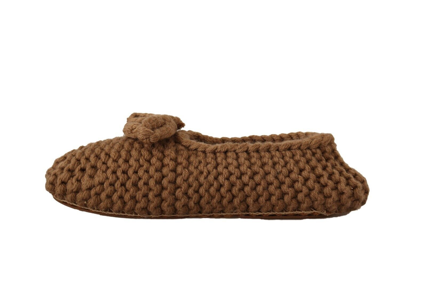 Dolce &amp; Gabbana Brown Slip On Ballerina Flats Wool Knit Shoes