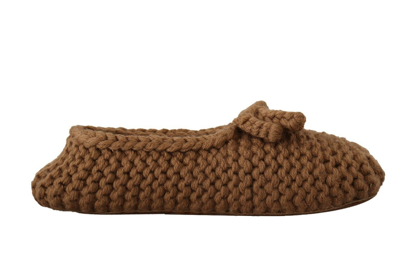 Dolce &amp; Gabbana Brown Slip On Ballerina Flats Wool Knit Shoes