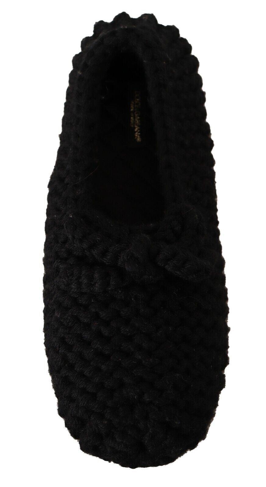 Dolce &amp; Gabbana Black Slip On Ballerina Flats Wool Knit Shoes