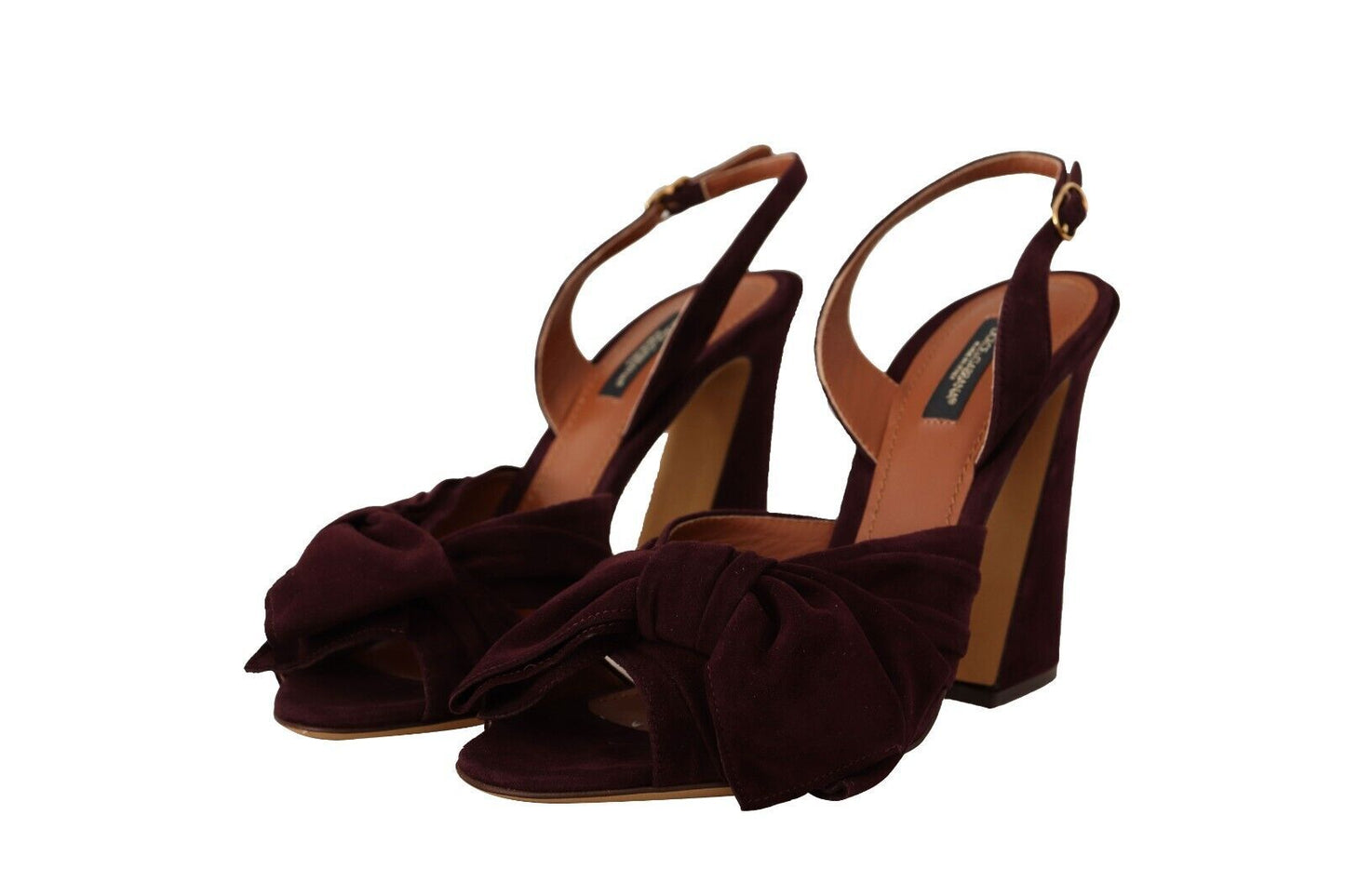 Dolce &amp; Gabbana Dark Purple Suede Ankle Strap Sandals Shoes