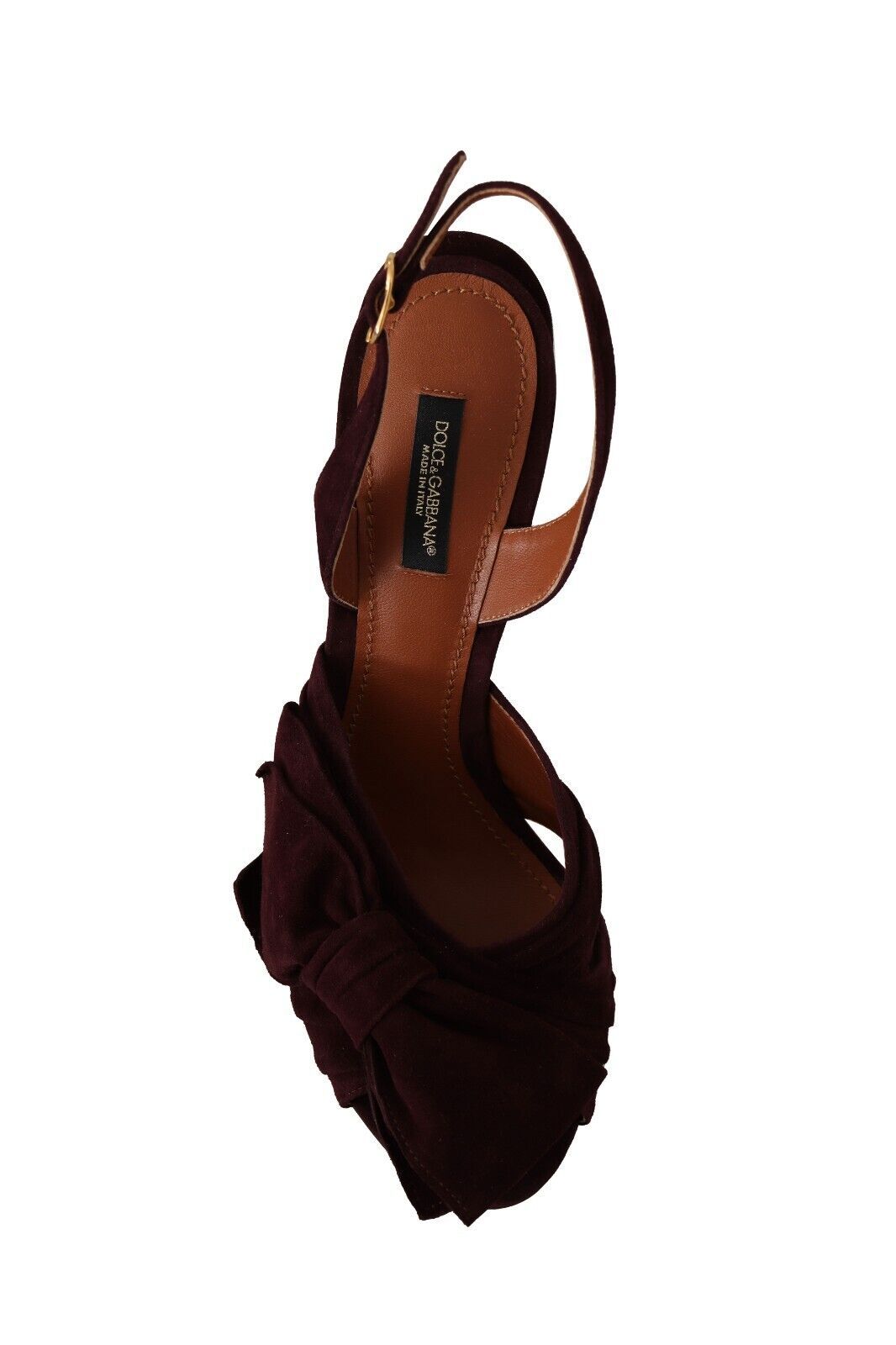 Dolce &amp; Gabbana Dark Purple Suede Ankle Strap Sandals Shoes