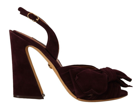 Dolce &amp; Gabbana Dark Purple Suede Ankle Strap Sandals Shoes