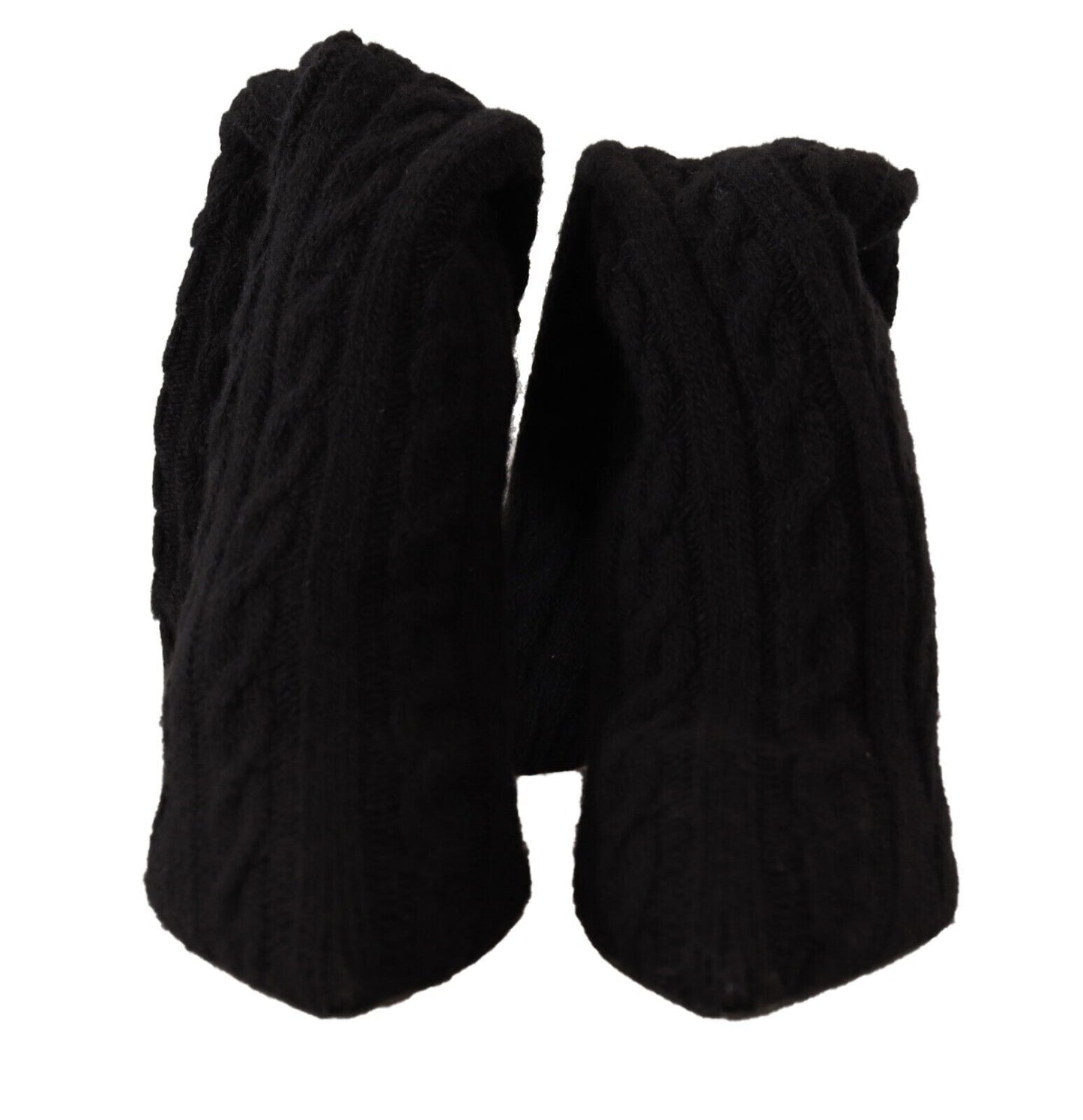 Dolce &amp; Gabbana Black Stretch Socks Knee High Booties Shoes