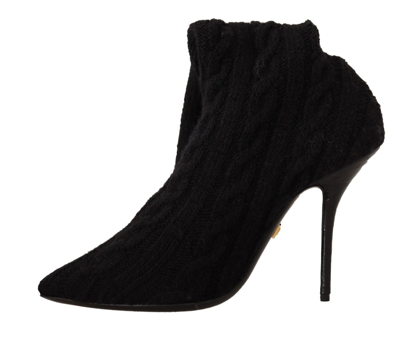 Dolce &amp; Gabbana Black Stretch Socks Knee High Booties Shoes