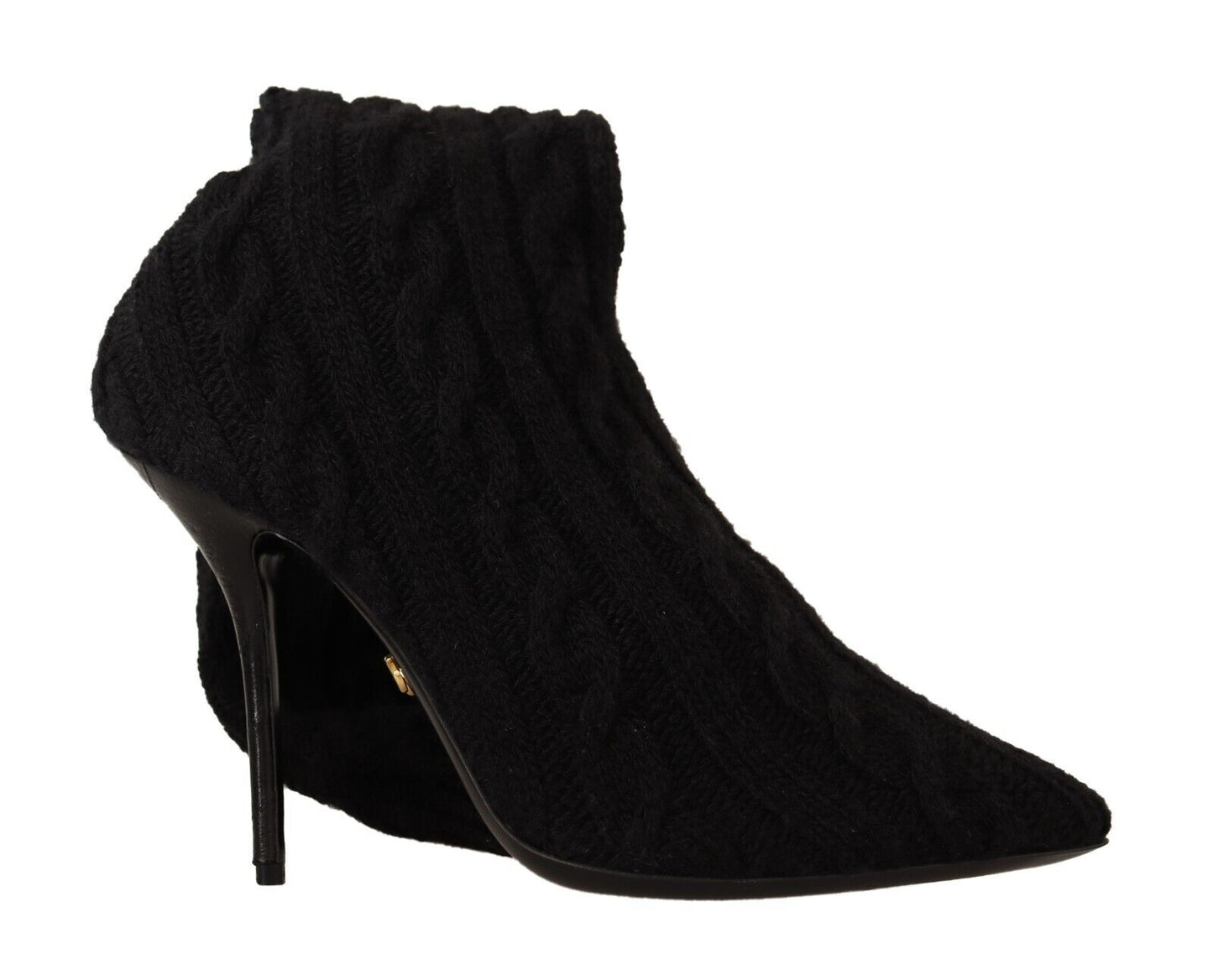 Dolce &amp; Gabbana Black Stretch Socks Knee High Booties Shoes