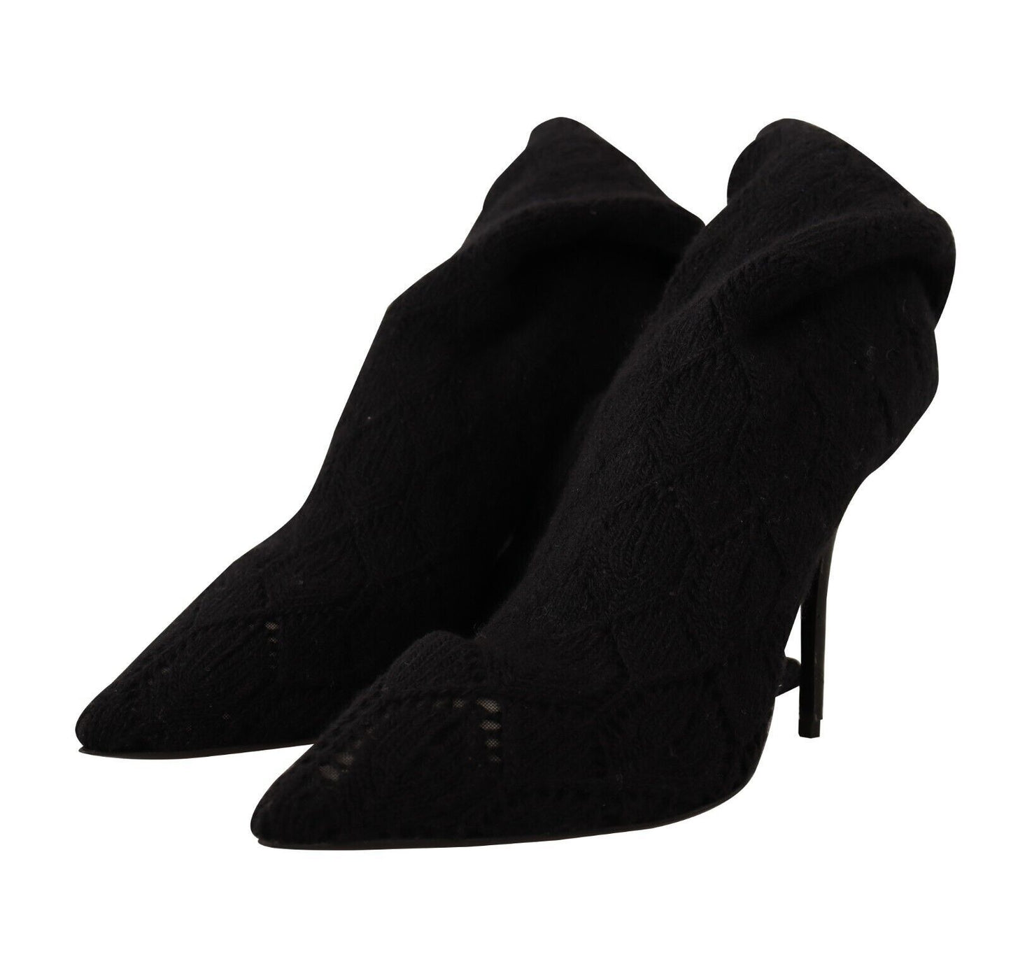 Dolce &amp; Gabbana Black Stretch Socks Knee High Booties Shoes