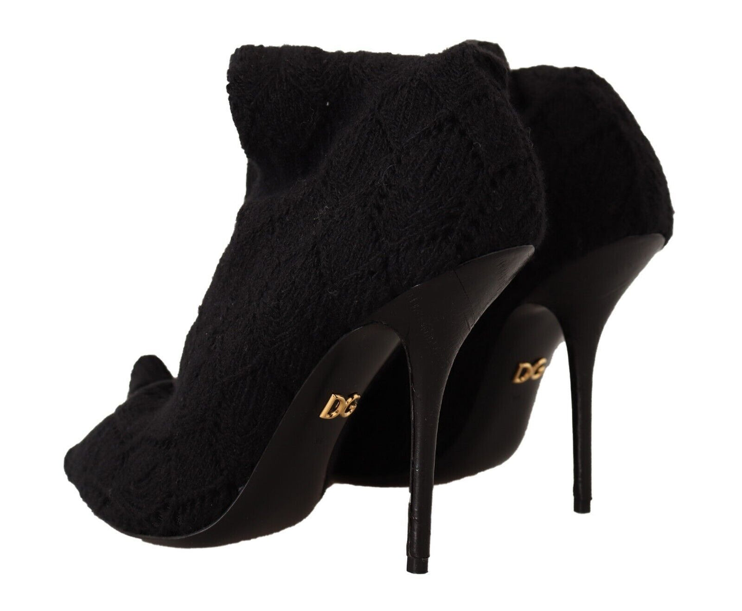 Dolce &amp; Gabbana Black Stretch Socks Knee High Booties Shoes