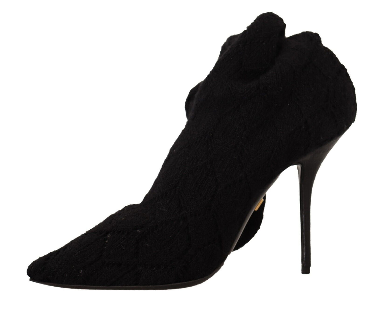 Dolce &amp; Gabbana Black Stretch Socks Knee High Booties Shoes