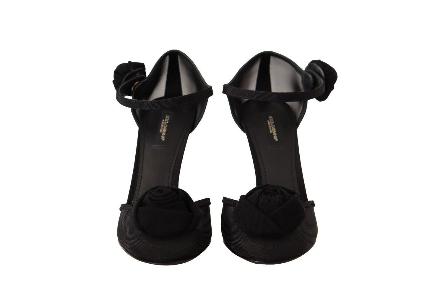 Dolce &amp; Gabbana Black Mesh Ankle Strap High Heels Pumps Shoes