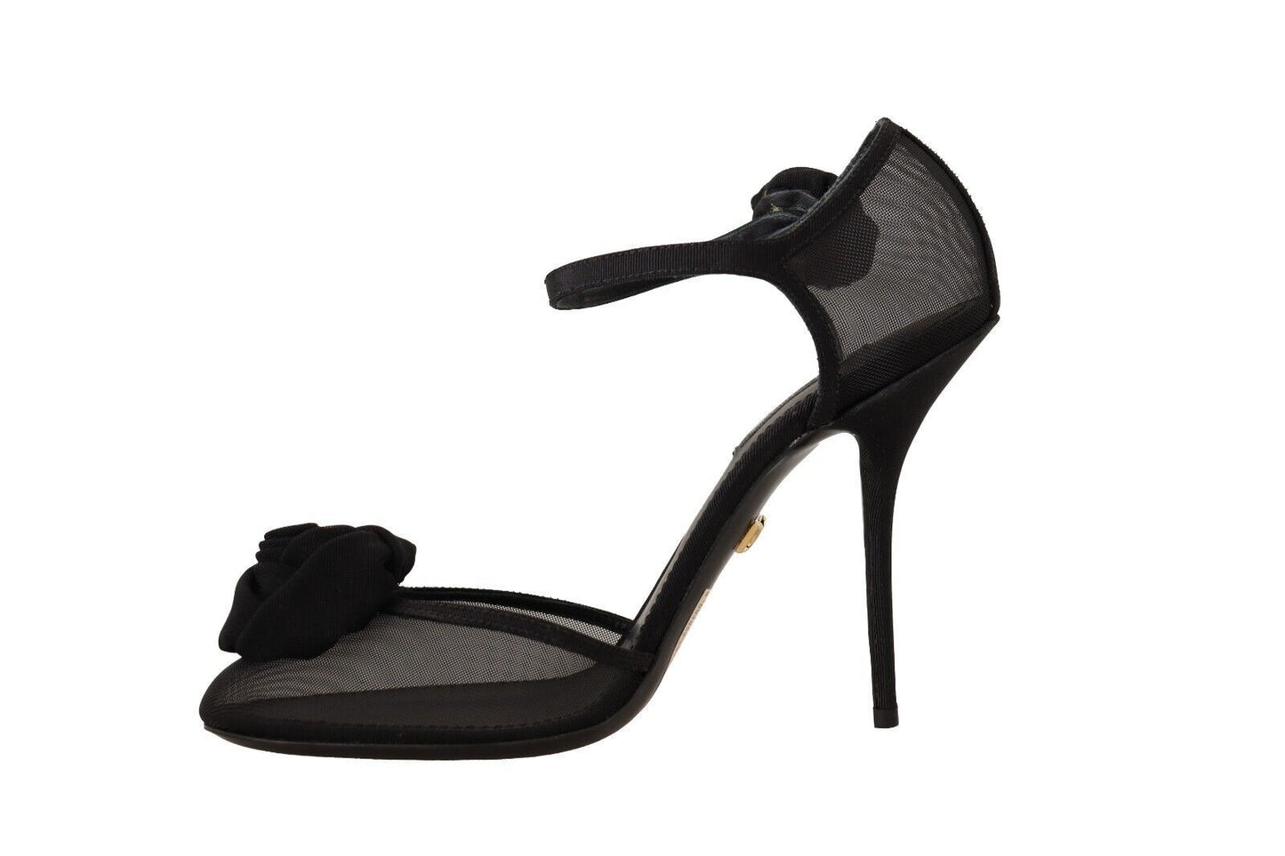 Dolce &amp; Gabbana Black Mesh Ankle Strap High Heels Pumps Shoes