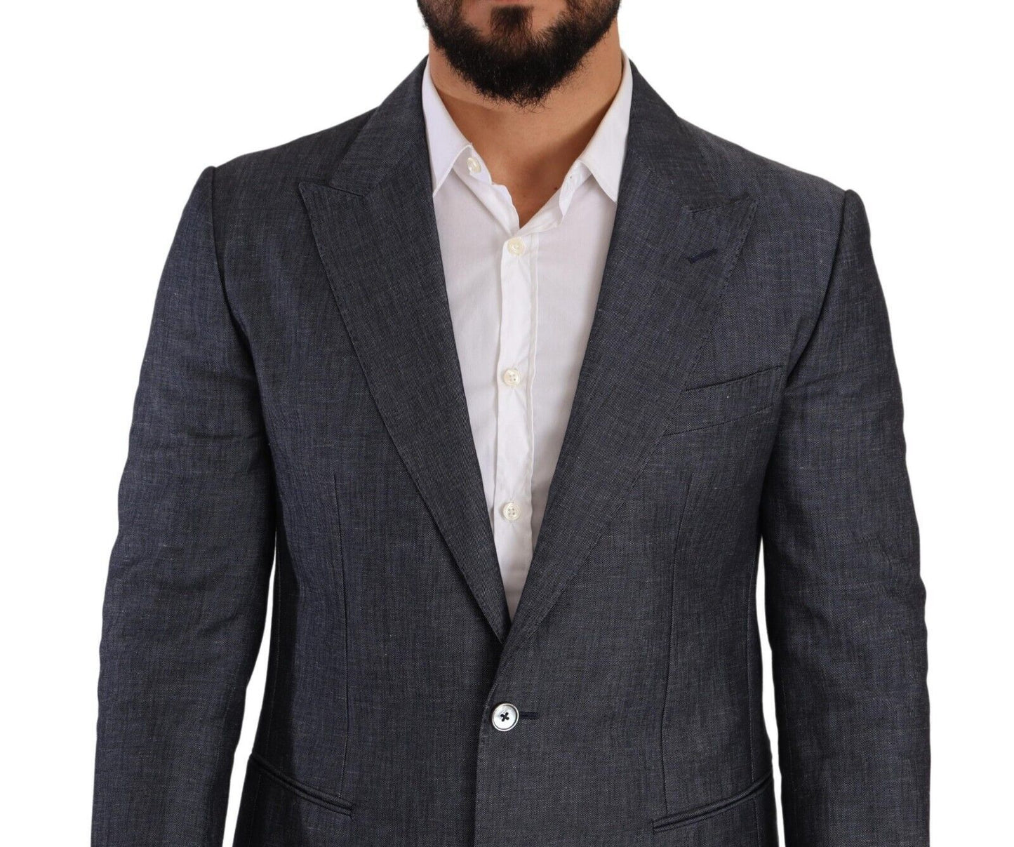 Dolce &amp; Gabbana Blaue Leinen-Baumwolljacke TAORMINA Blazer