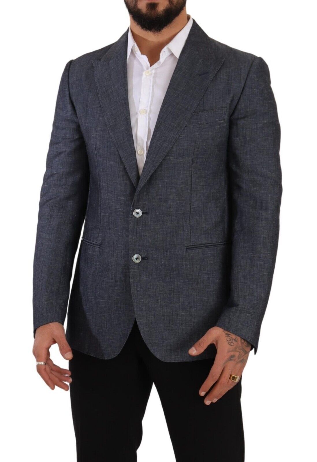 Dolce &amp; Gabbana Blue Linen Cotton Jacket TAORMINA Blazer