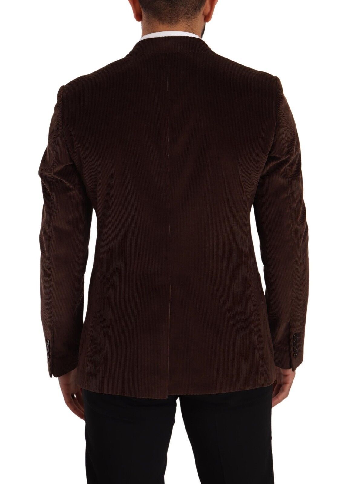 Dolce &amp; Gabbana Brown Corduroy Slim Fit Coat DG Logo Blazer