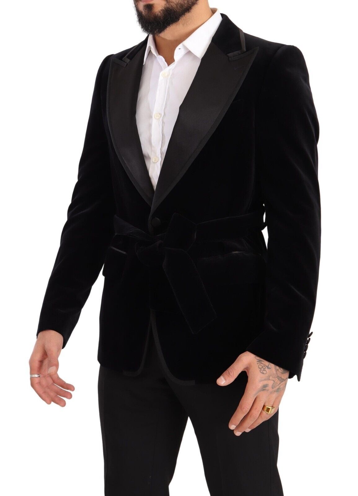 Dolce &amp; Gabbana Black Velvet Single Breasted One Button Blazer