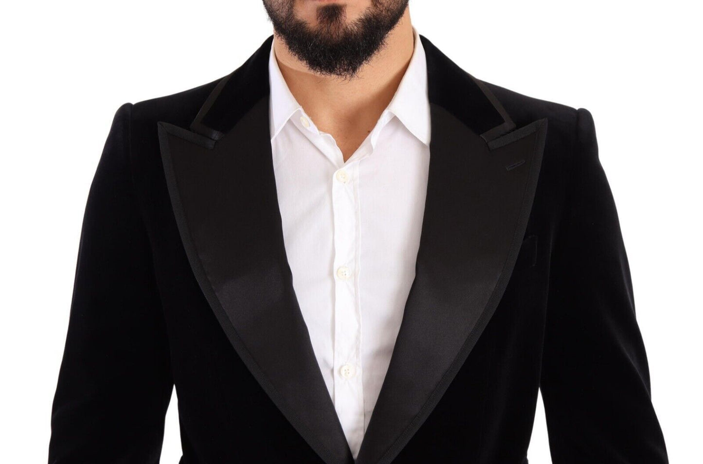 Dolce &amp; Gabbana Black Velvet Single Breasted One Button Blazer