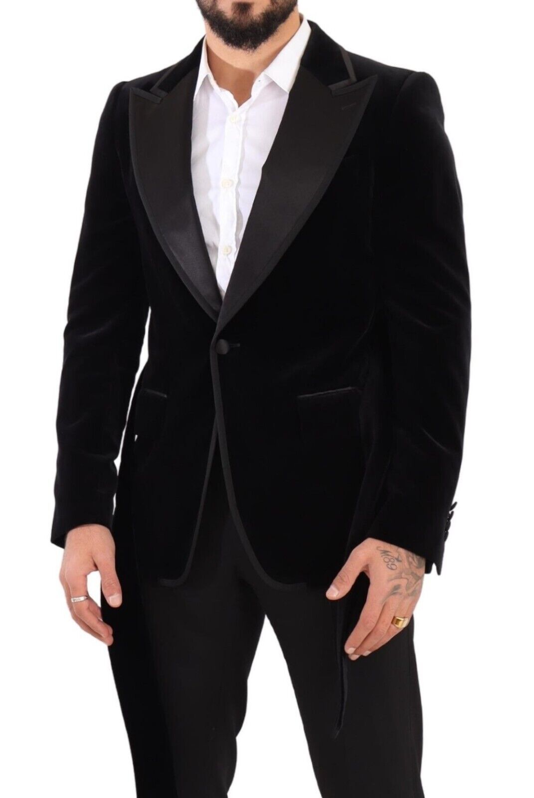 Dolce &amp; Gabbana Black Velvet Single Breasted One Button Blazer