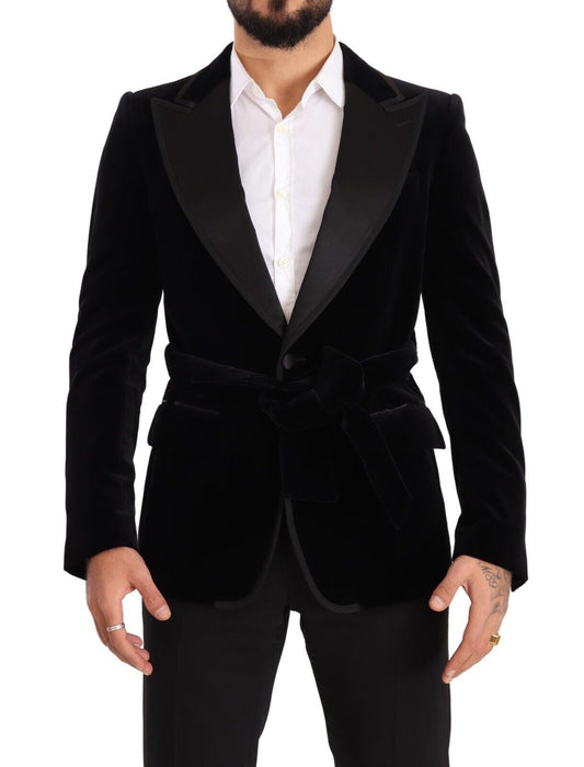 Dolce &amp; Gabbana Black Velvet Single Breasted One Button Blazer