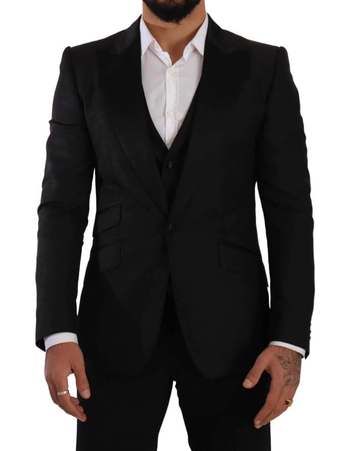 Dolce &amp; Gabbana Black Slim Fit 2 Piece SICILIA Blazer