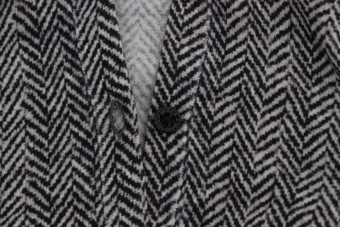 Dolce &amp; Gabbana Schwarz-weißer Woll-Cardigan-Pullover