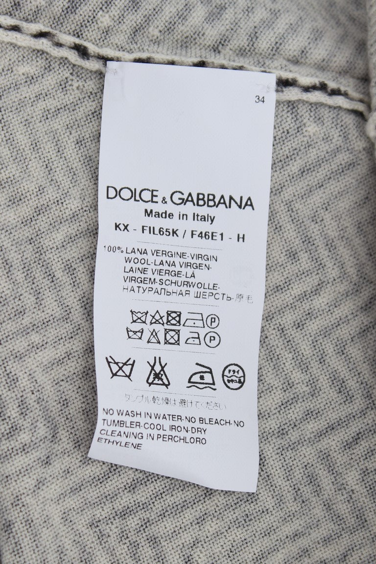 Dolce &amp; Gabbana Black White Wool Top Cardigan Sweater