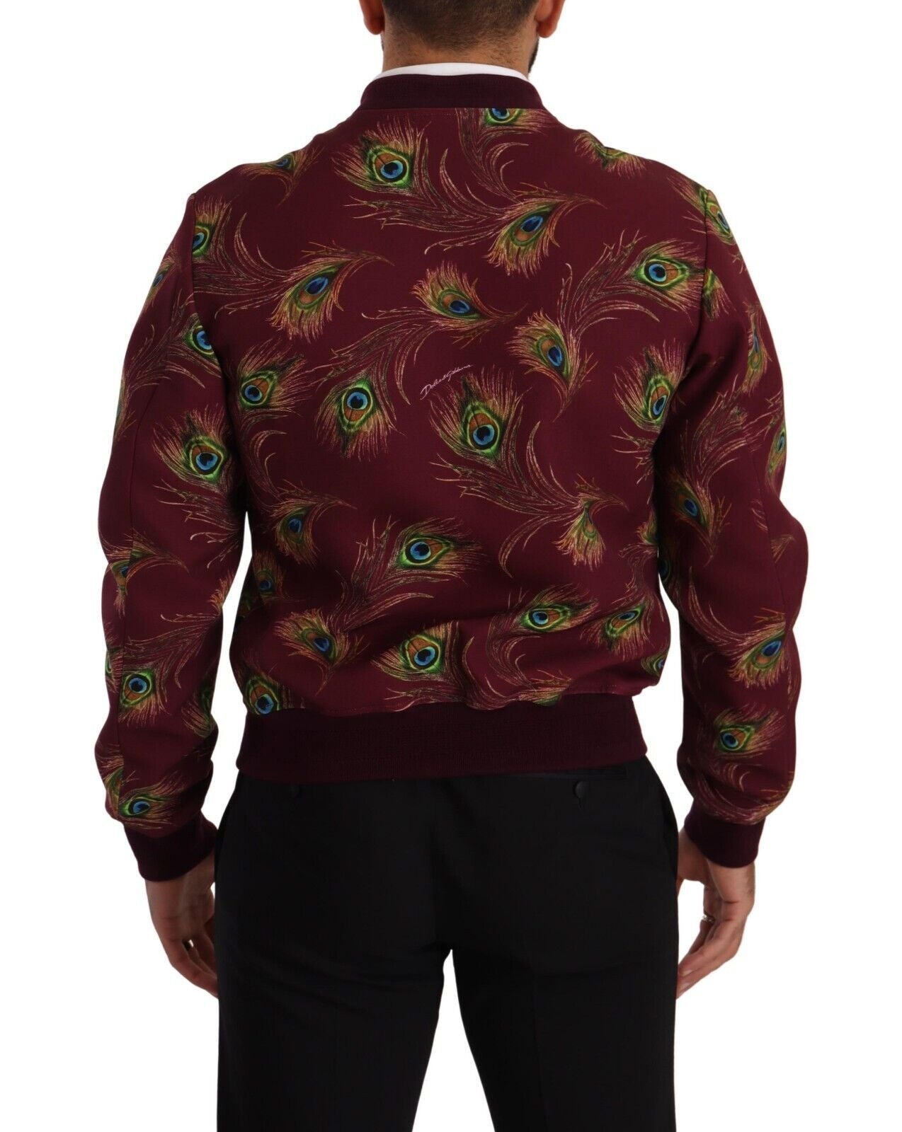 Dolce &amp; Gabbana Red Peacock Polyester Stretch Full Zip Jacket