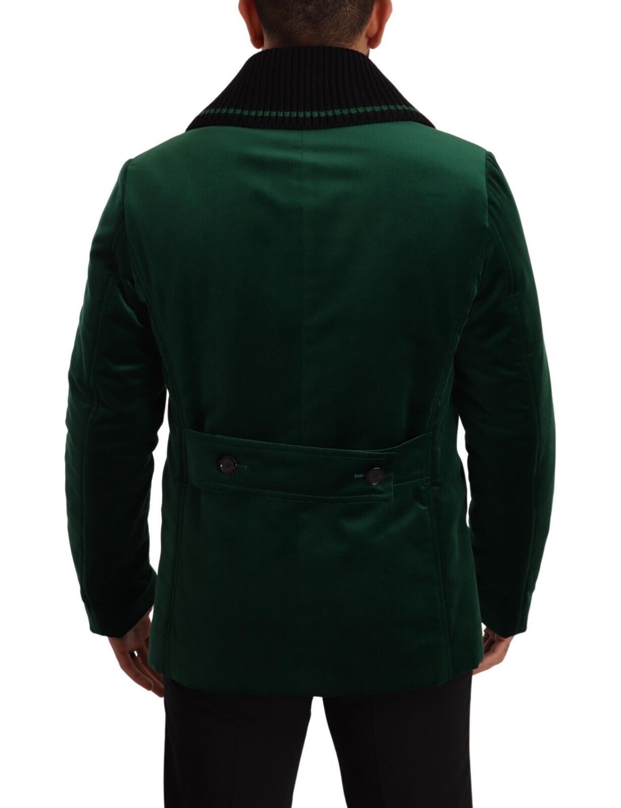 Dolce &amp; Gabbana Green Velvet Cotton Double Breasted Jacket