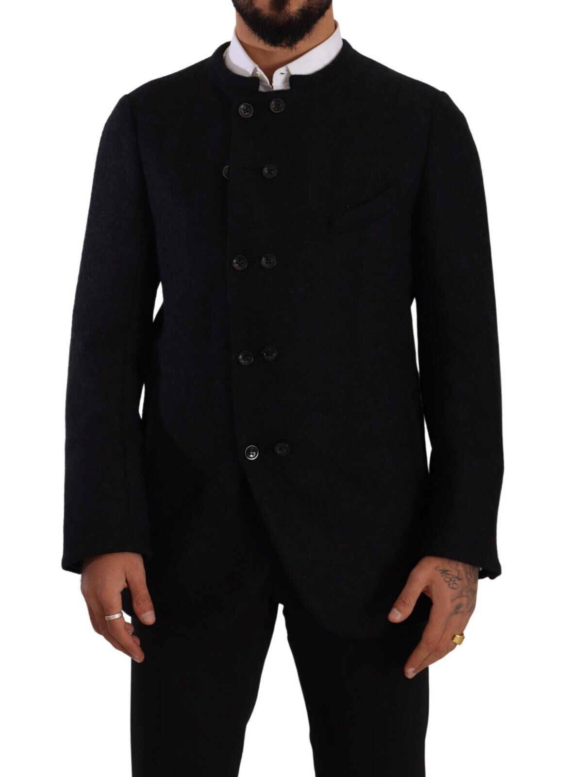 Dolce &amp; Gabbana Grey Alpaca Button Down Men Coat Jacket