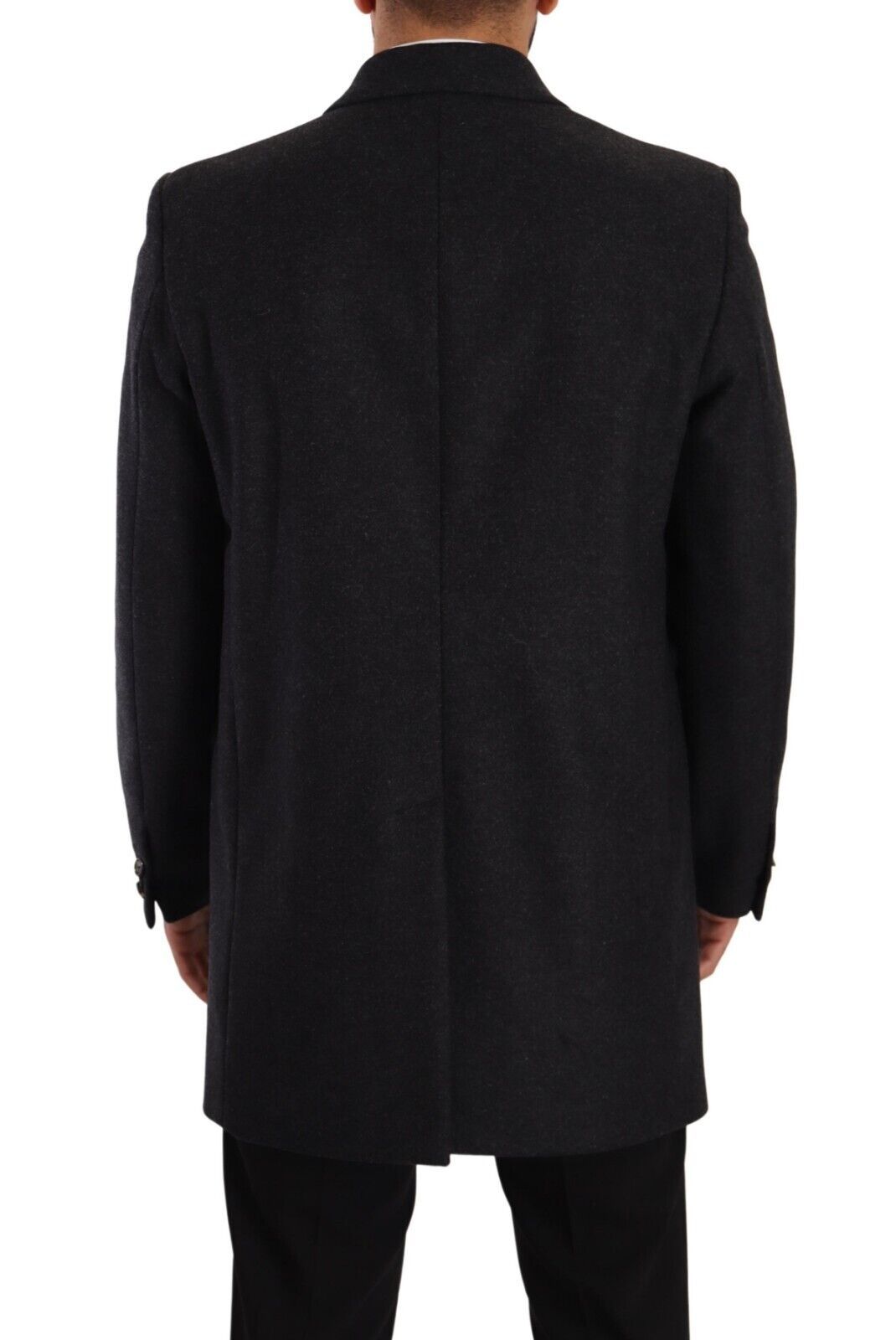 Dolce &amp; Gabbana Dark Grey Wool Over Trench Coat Men Jacket