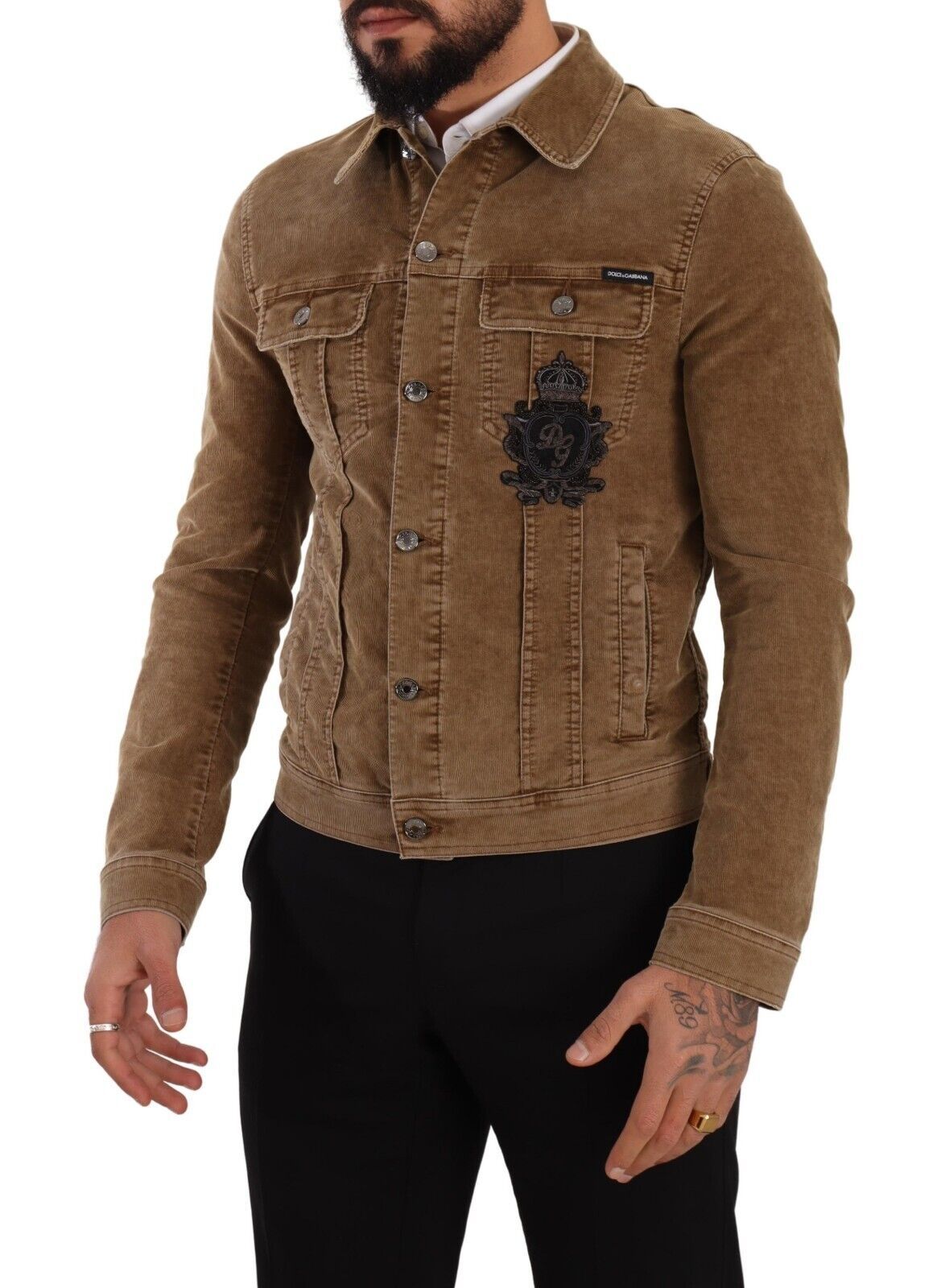 Dolce &amp; Gabbana Brown Corduroy Cotton Logo Embroidery Jacket