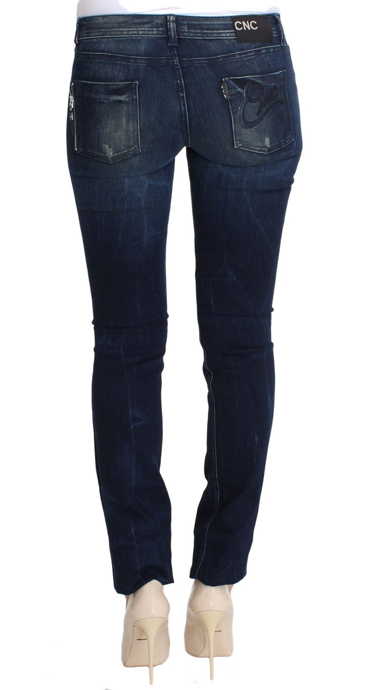 Slim-Fit-Röhrenjeans aus blau gewaschener Baumwolle von Costume National