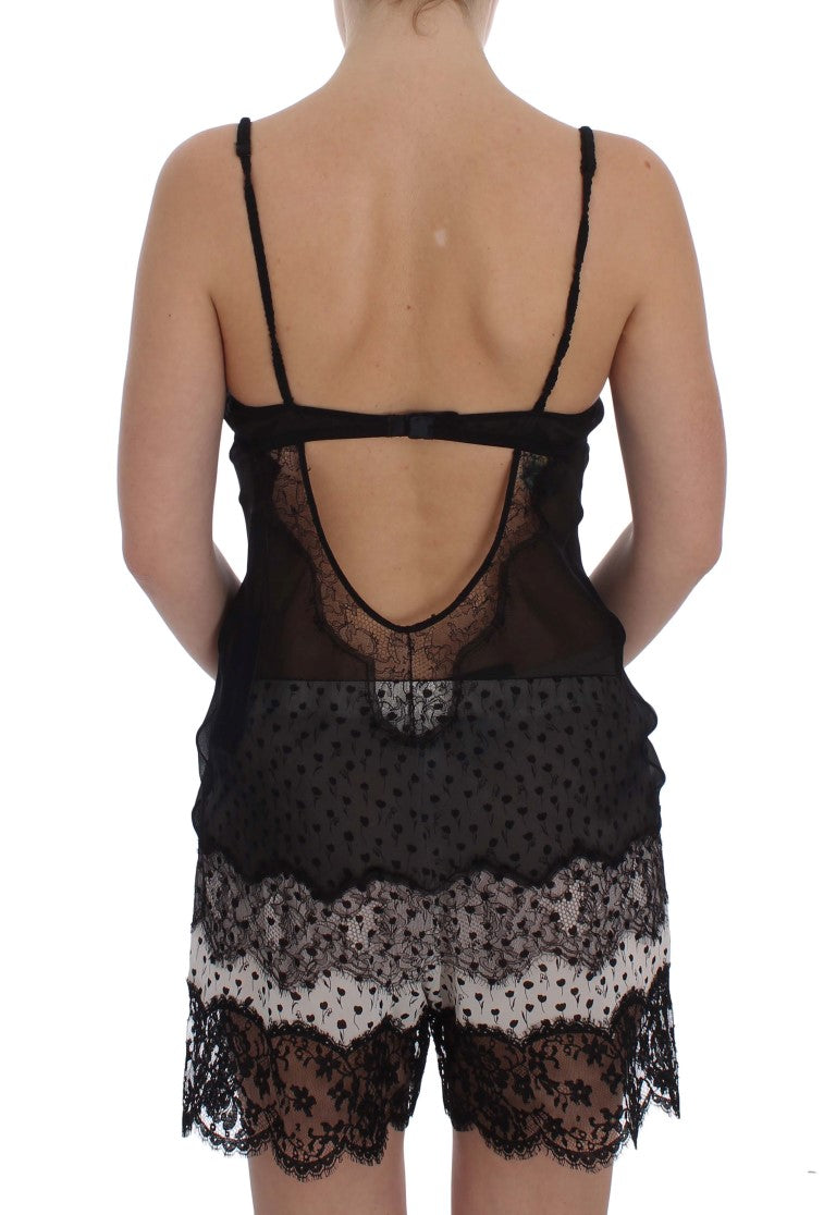 Dolce &amp; Gabbana Black Silk Lace Babydoll Lingerie Top