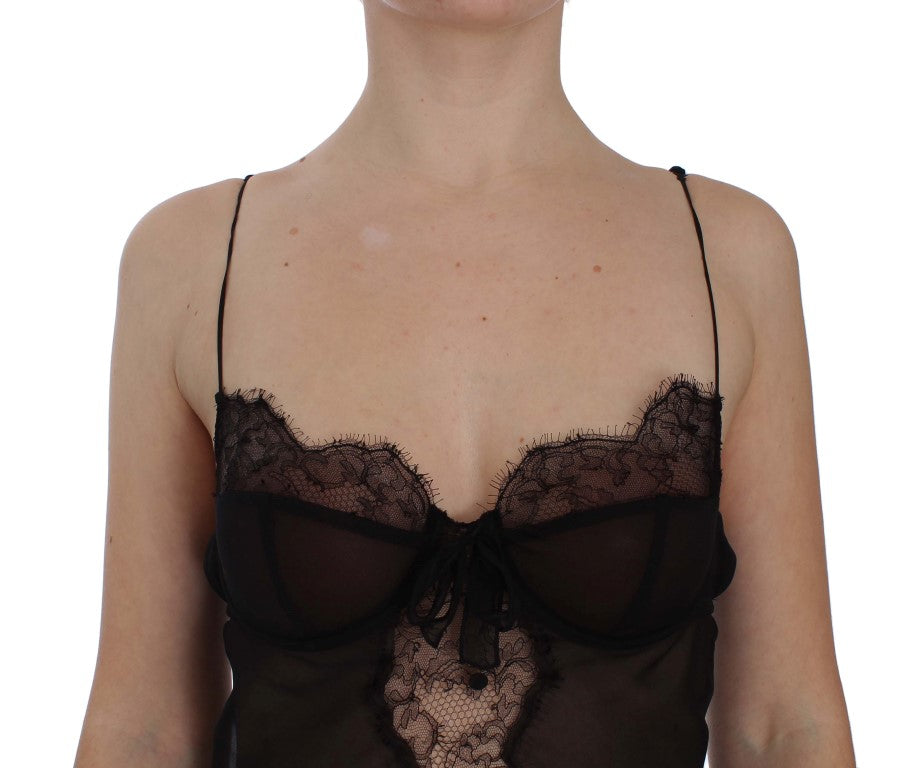 Dolce &amp; Gabbana Black Silk Lace Babydoll Lingerie Top