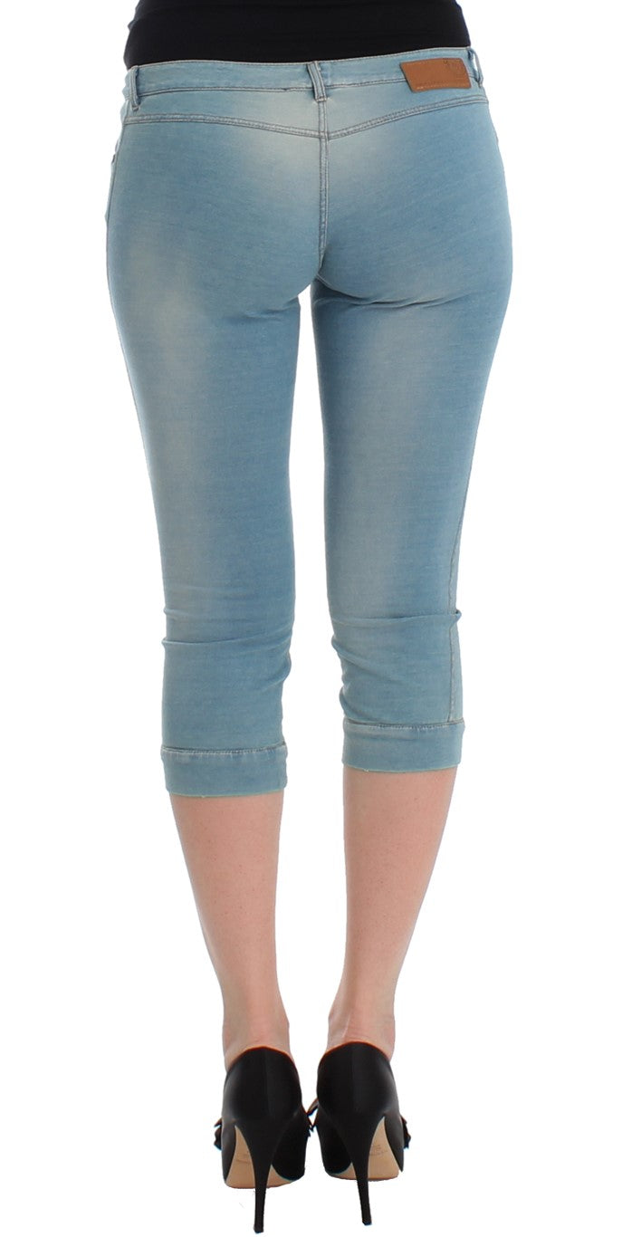 Blaue Caprihose von Ermanno Scervino. Kurz geschnittene Jeans