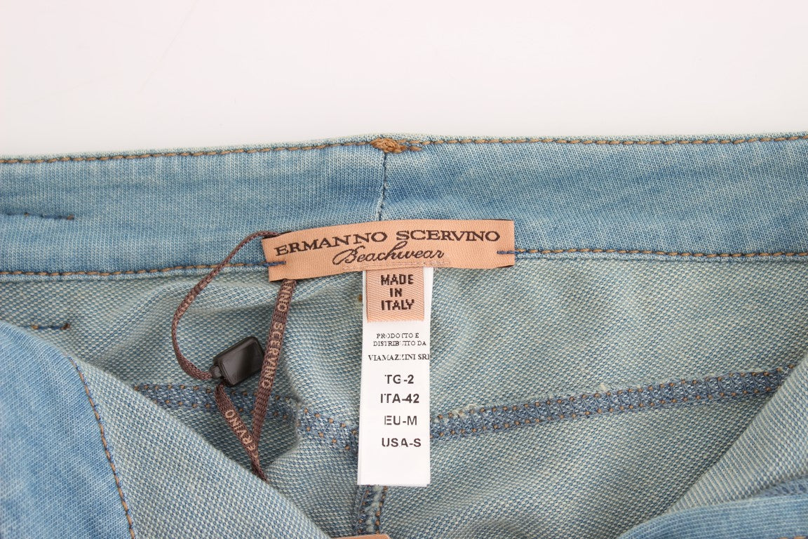 Blaue Caprihose von Ermanno Scervino. Kurz geschnittene Jeans