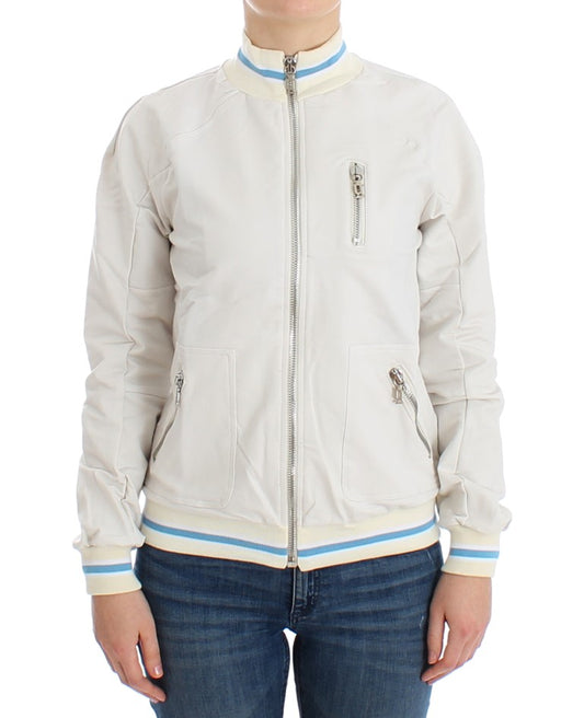 John Galliano Weißer Mock-Zip-Cardigan-Sweatshirt-Pullover