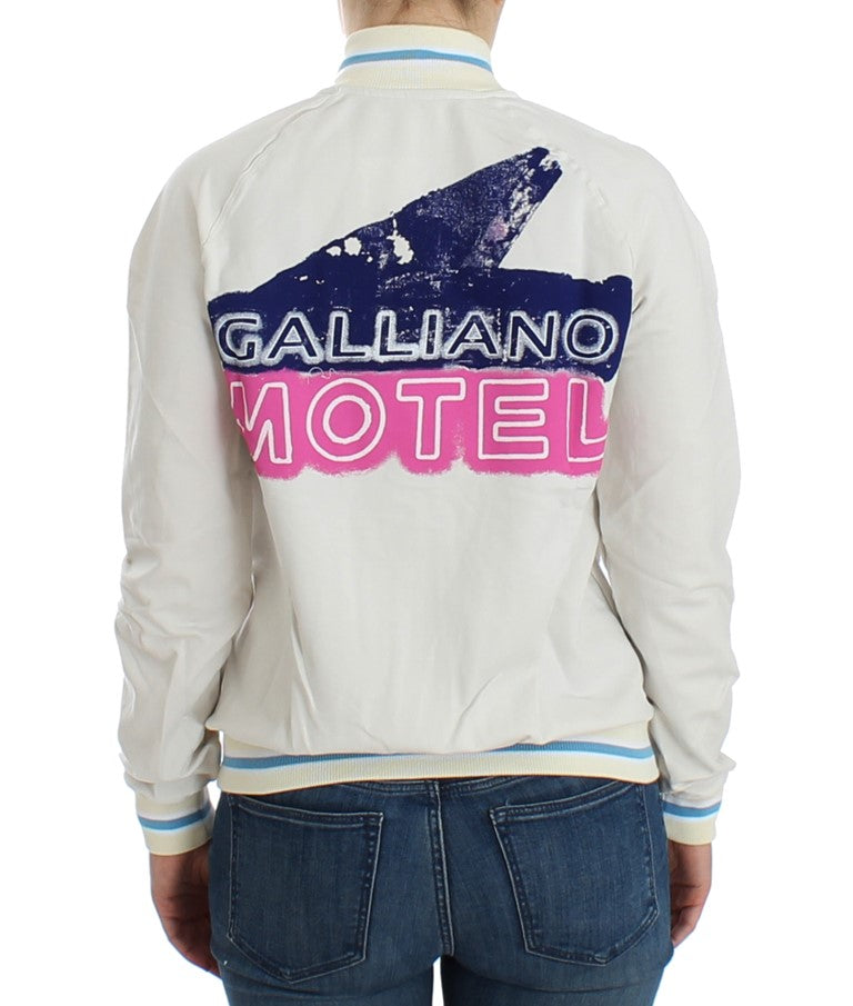 John Galliano Weißer Mock-Zip-Cardigan-Sweatshirt-Pullover