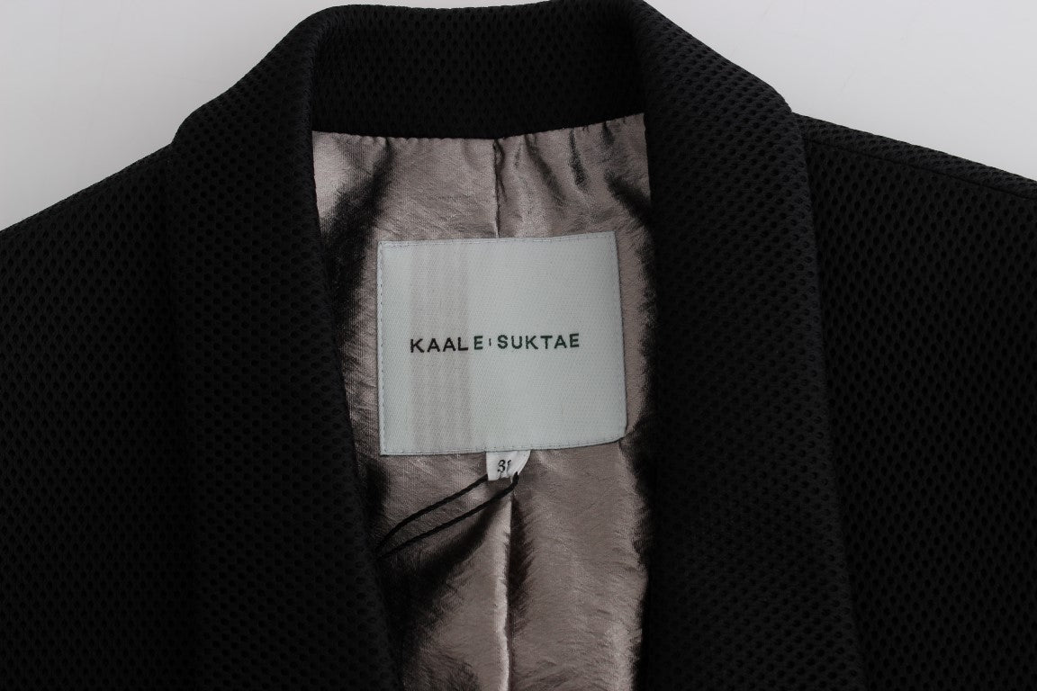 KAALE SUKTAE Schwarzer Mantel, Trench, lange drapierte Jacke, Blazer