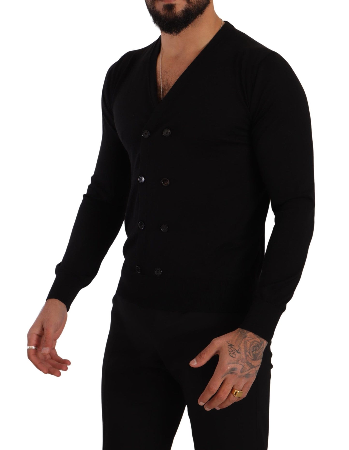 Dolce &amp; Gabbana Black Cashmere Button Down Cardigan Sweater