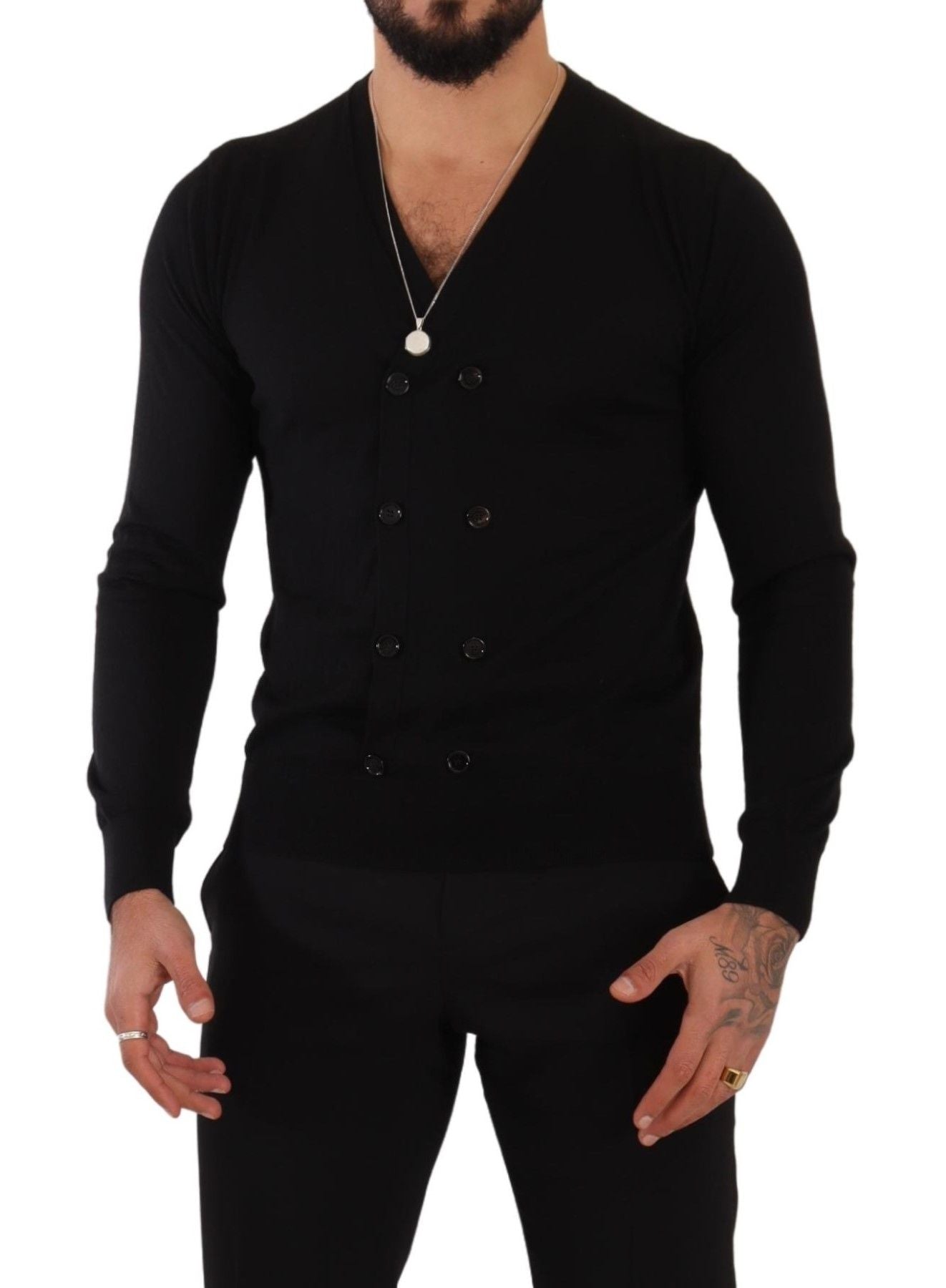 Dolce &amp; Gabbana Black Cashmere Button Down Cardigan Sweater