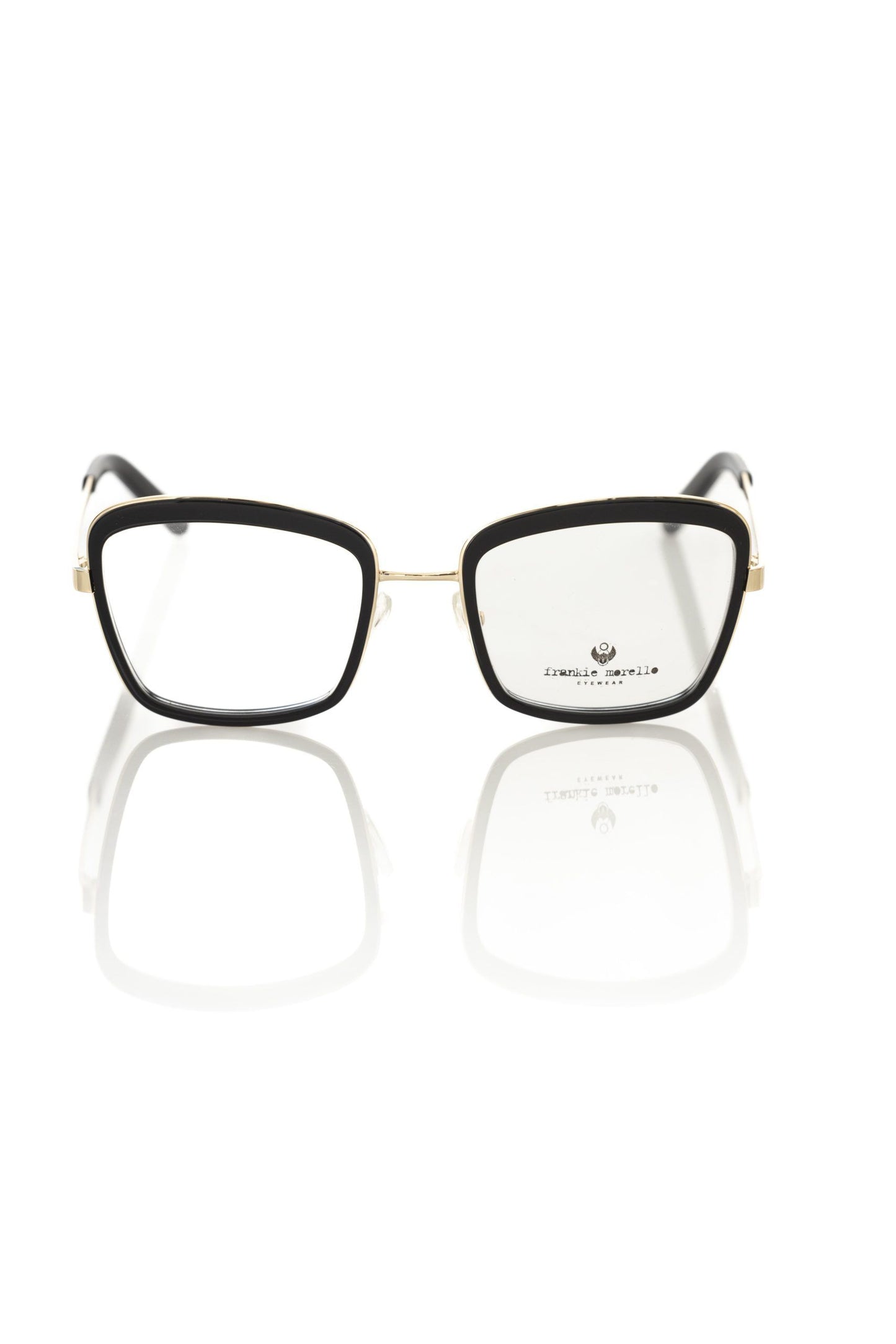 Frankie Morello Chic Black &amp; Gold Patterned Square Eyeglasses