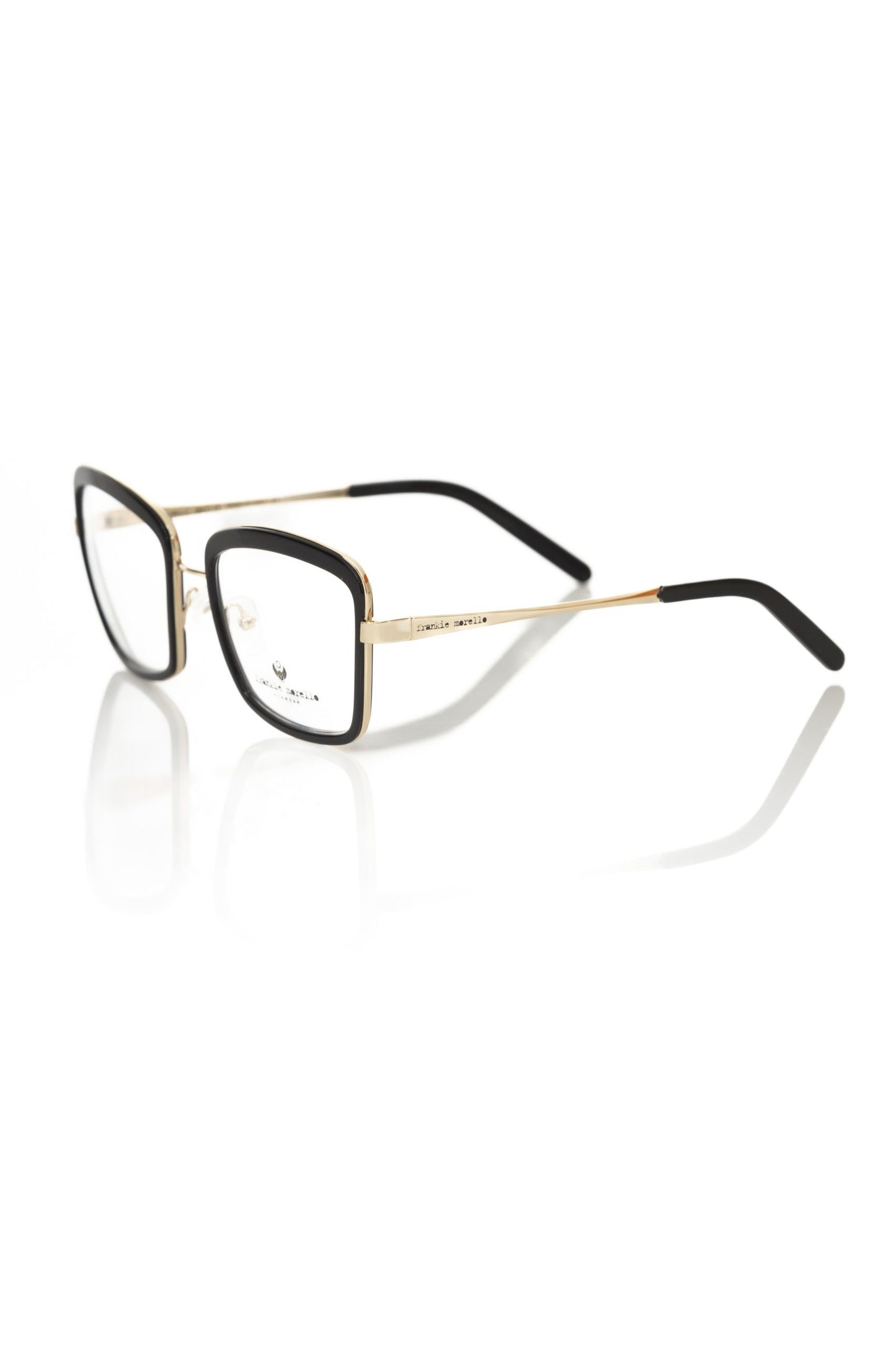 Frankie Morello Chic Black &amp; Gold Patterned Square Eyeglasses