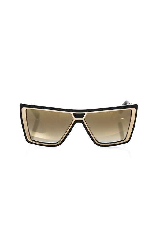 Frankie Morello Black at Gold Square Frame Sunglasses