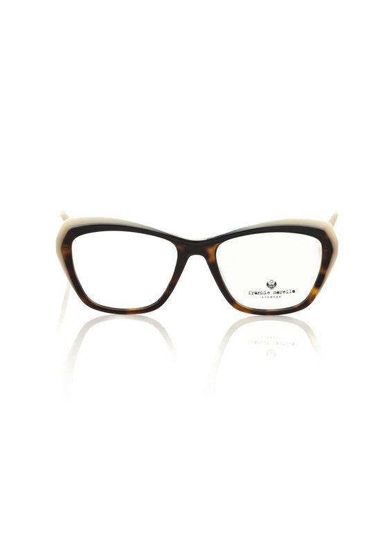 Frankie Morello Schicke Cat-Eye-Brille mit Creme- und Schildkrötenmuster