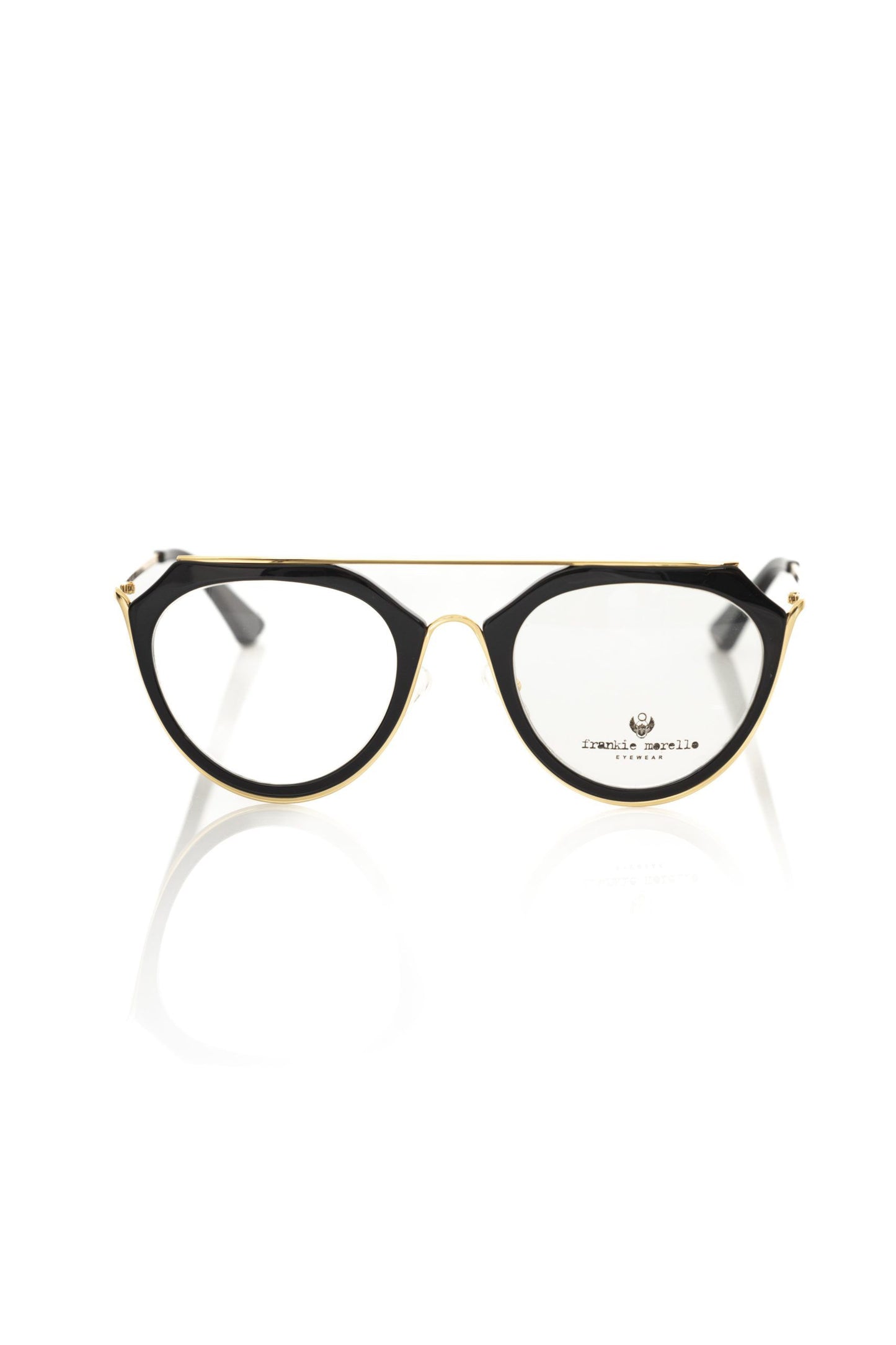 Frankie Morello Chic Aviator Eyeglasses na may Black at Gold Accent