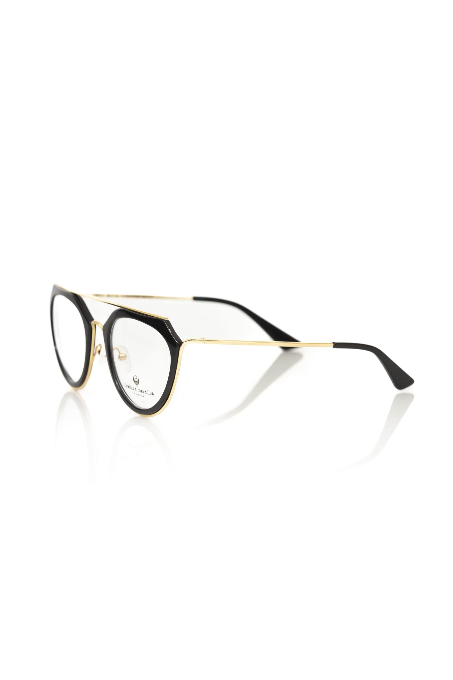 Frankie Morello Chic Aviator Eyeglasses na may Black at Gold Accent