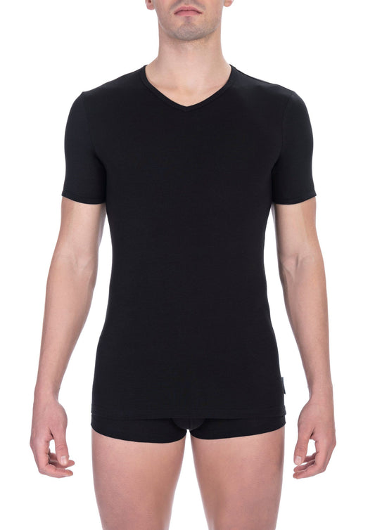 Bikkembergs Sleek V-Neck Cotton Blend T-Shirt - Itim