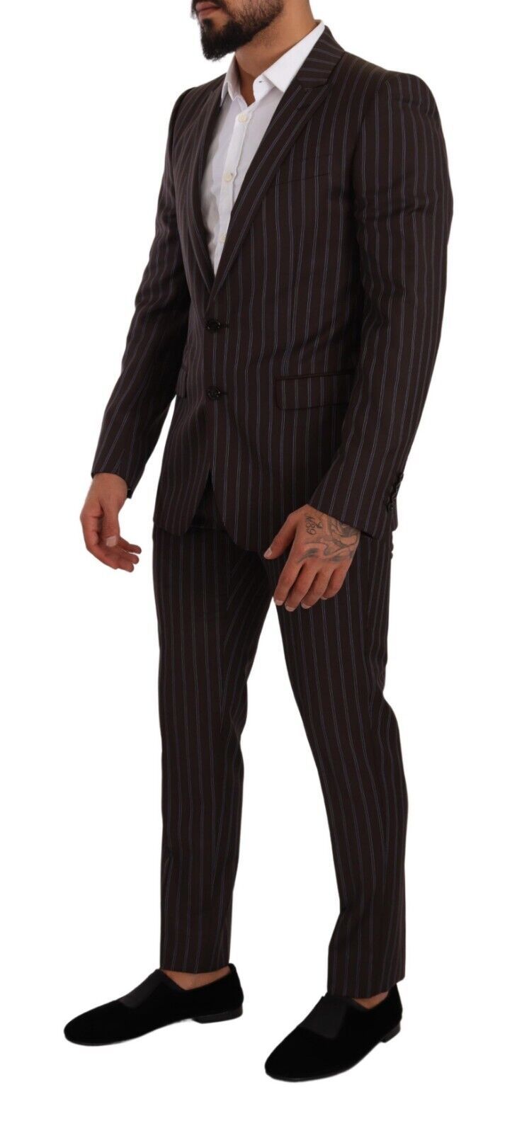 Dolce &amp; Gabbana Bordeaux MARTINI Striped Slim Fit 2 Piece Suit