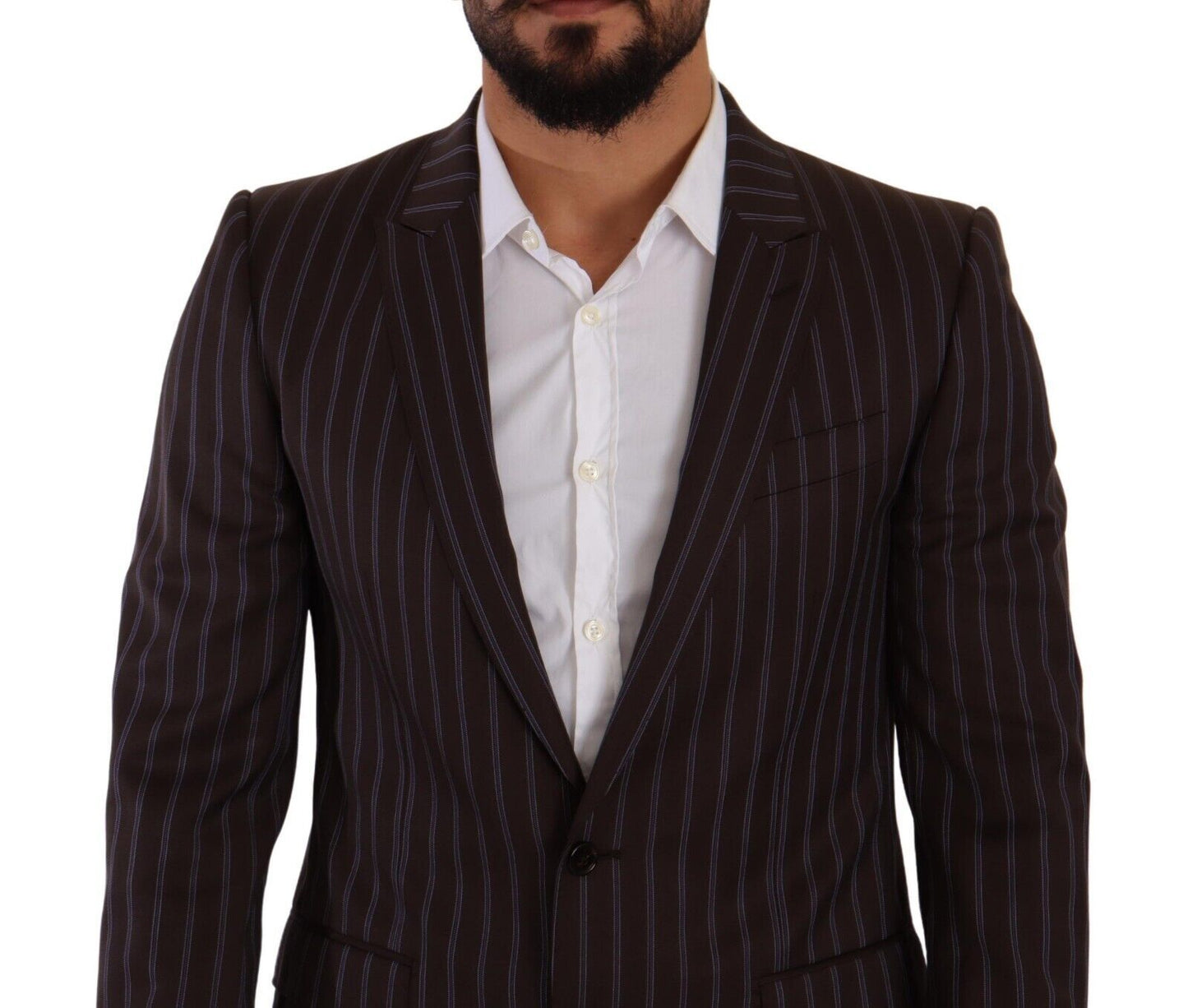 Dolce &amp; Gabbana Bordeaux MARTINI Striped Slim Fit 2 Piece Suit