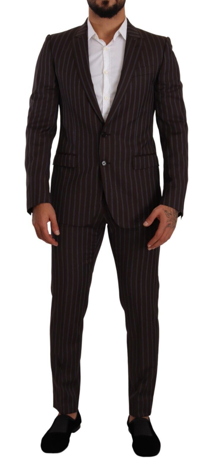 Dolce &amp; Gabbana Bordeaux MARTINI Striped Slim Fit 2 Piece Suit