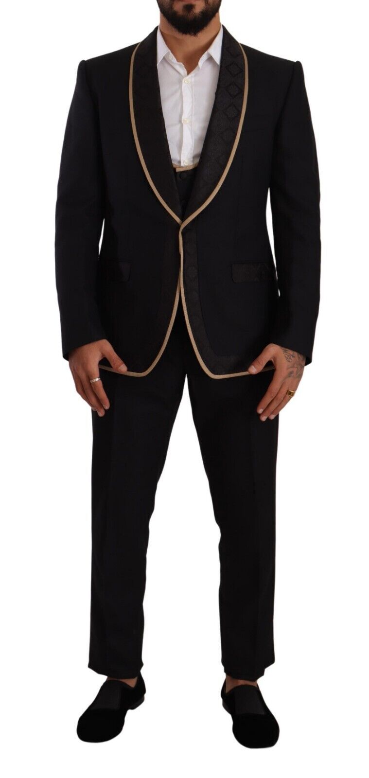 Dolce &amp; Gabbana Black SICILIA Single Breasted 3 Piece Suit